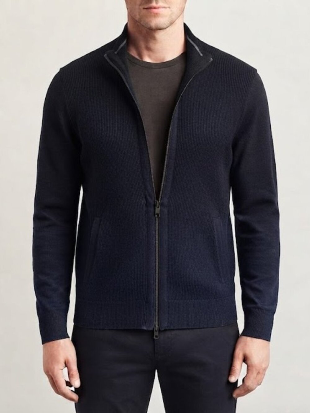 Ted Baker Navy Full-Zip Knit Sweater